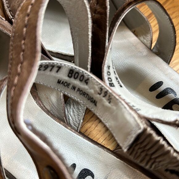 Fidji sz EU 39.5 or US brown leather pointed toe sandals Velcro strap good cond - Picture 6 of 9